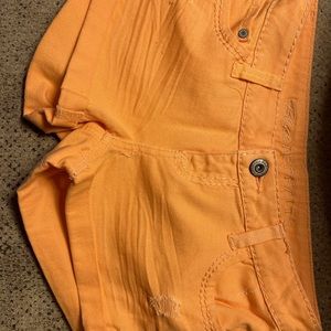 Orange jean shorts